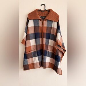 Tahari Textured Knit Sweater in Rust and Brown